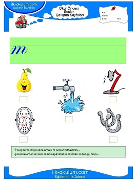 Çocuklar İçin M Sesi Çalışma Sayfaları 